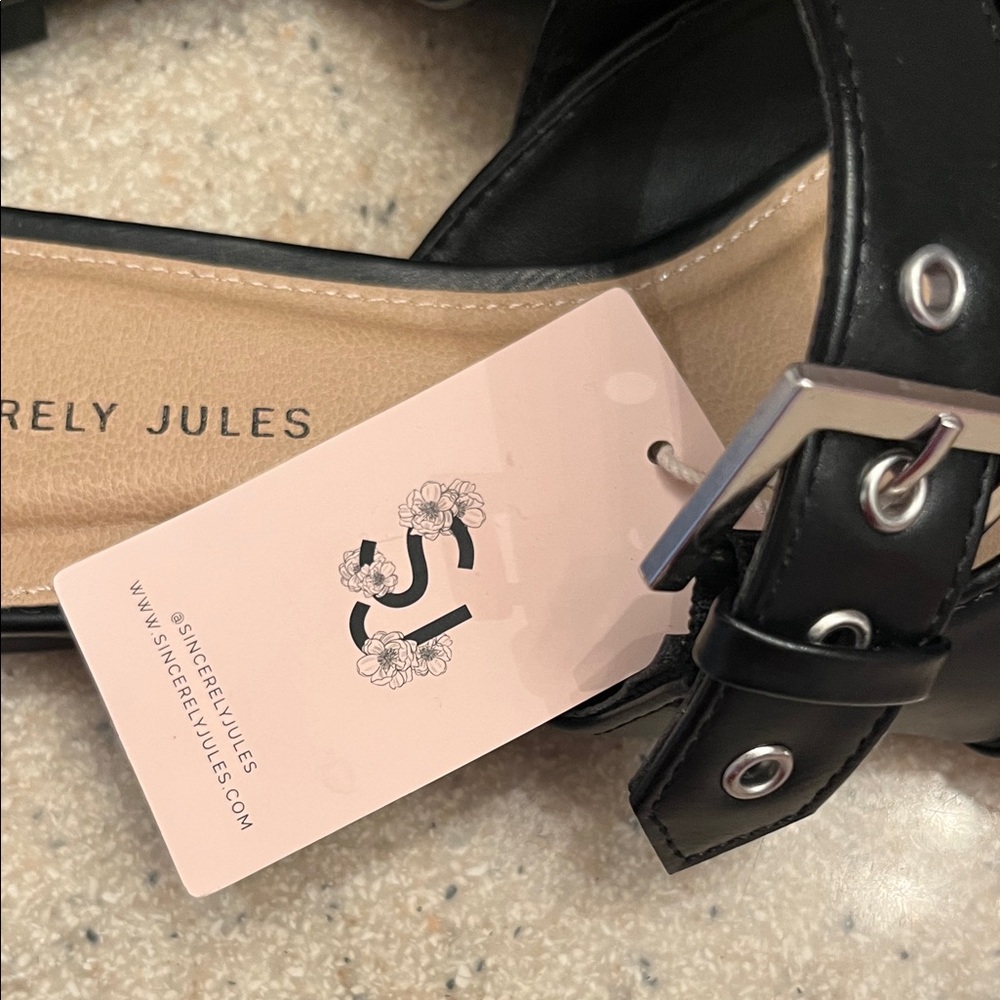 Sincerely Jules Black Buckle Mules - Picture 4 of 6